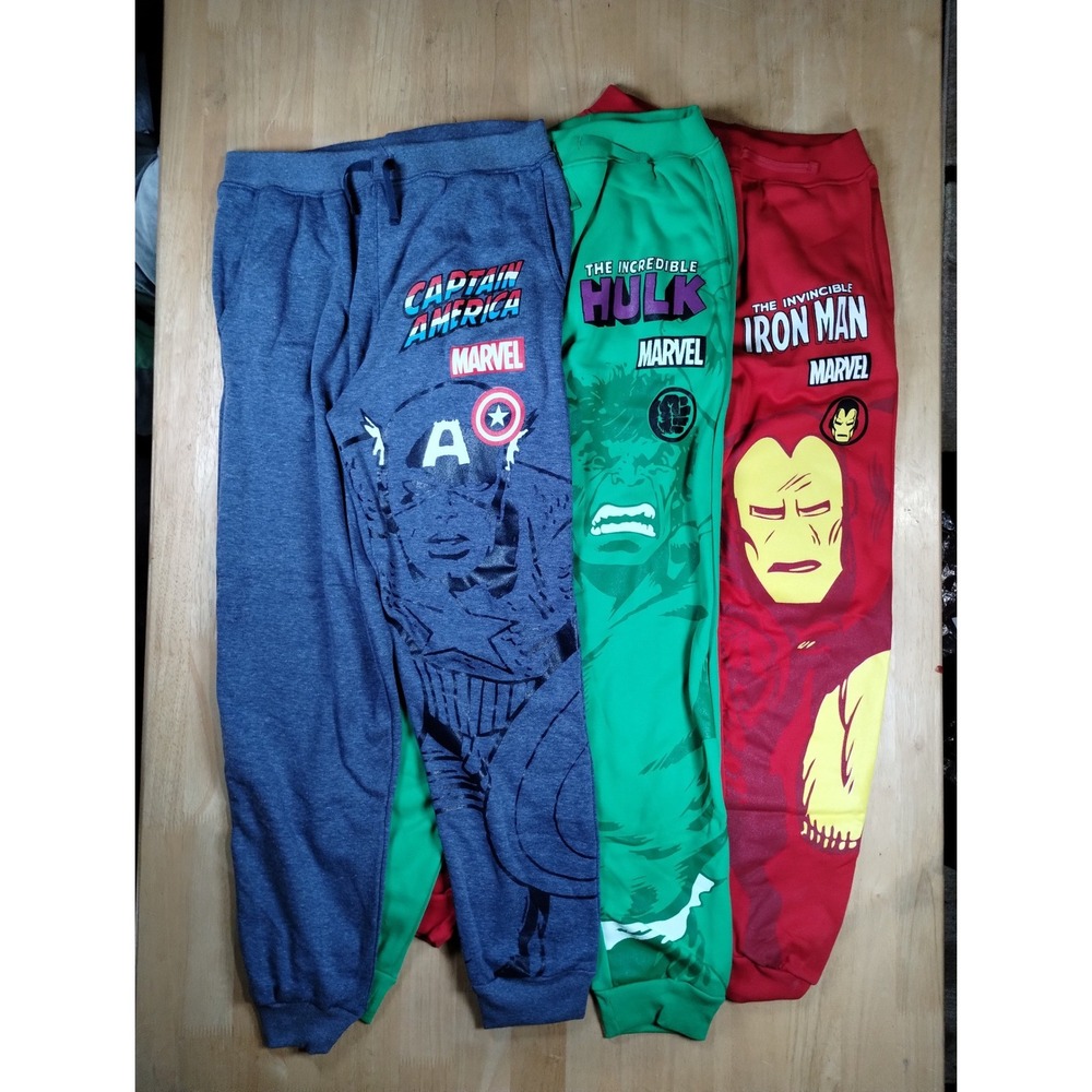 Marvel Avengers 3 Pack Jogger Pants Iron Man Hulk Captain America Size 14/16